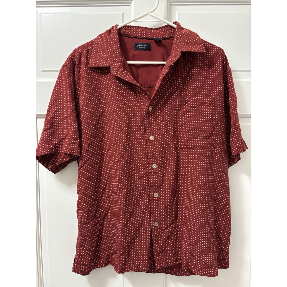 Linea Rossa Shirt Mens Large Silk Geometric Button Up Stretch Preppy Casual